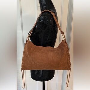 🆕 CHEVAL Firenze 🇮🇹 Suede Genuine Leather Shoulder Bag Camel Tan Made in Italy